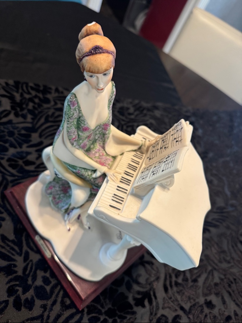 G. Armani  Porcelain Lady at Grand Piano Figurine -